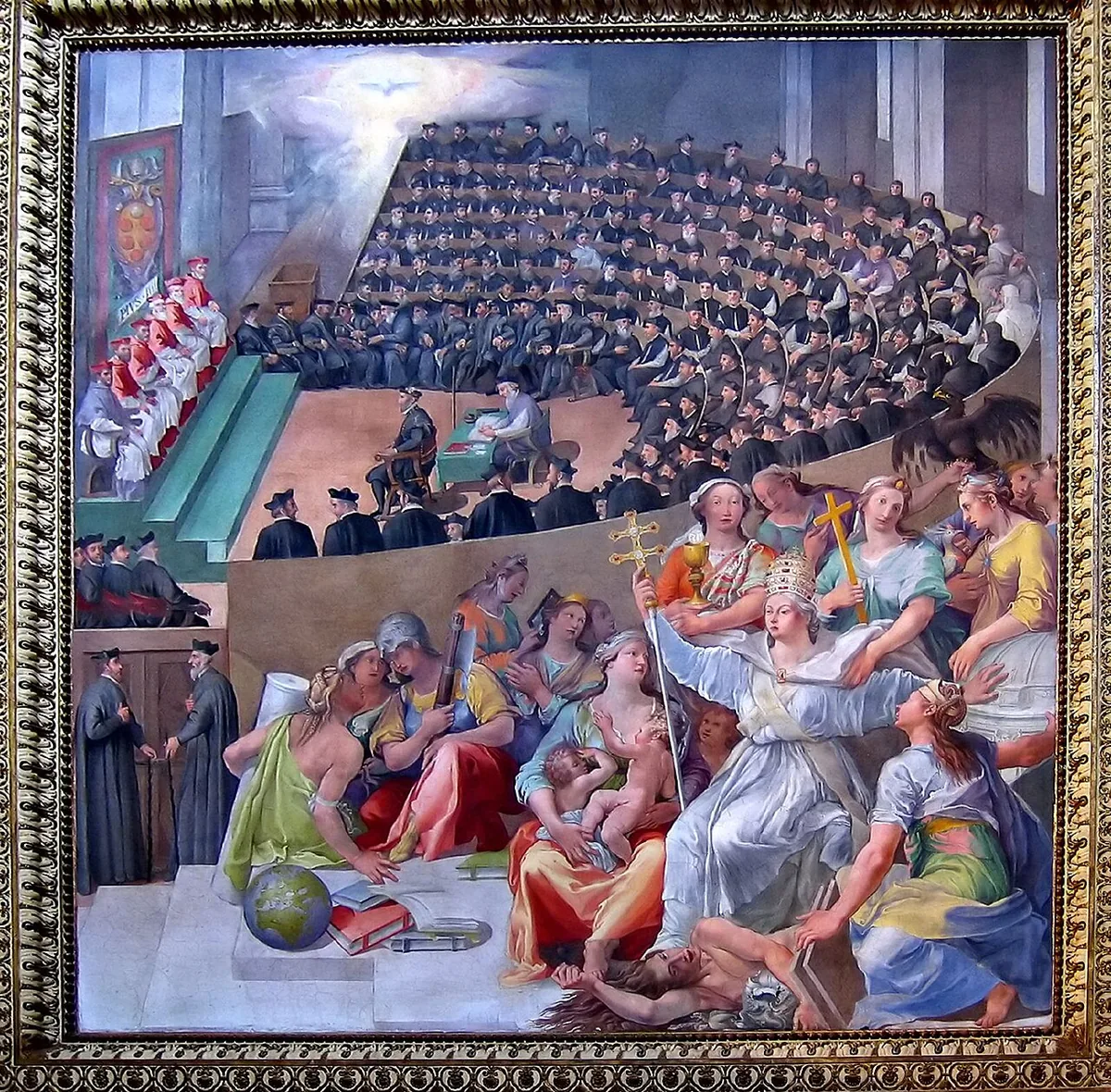 Fresque du concile de Trente peinte par Pasquale Cati en 1588, assemblée d'évêques catholiques