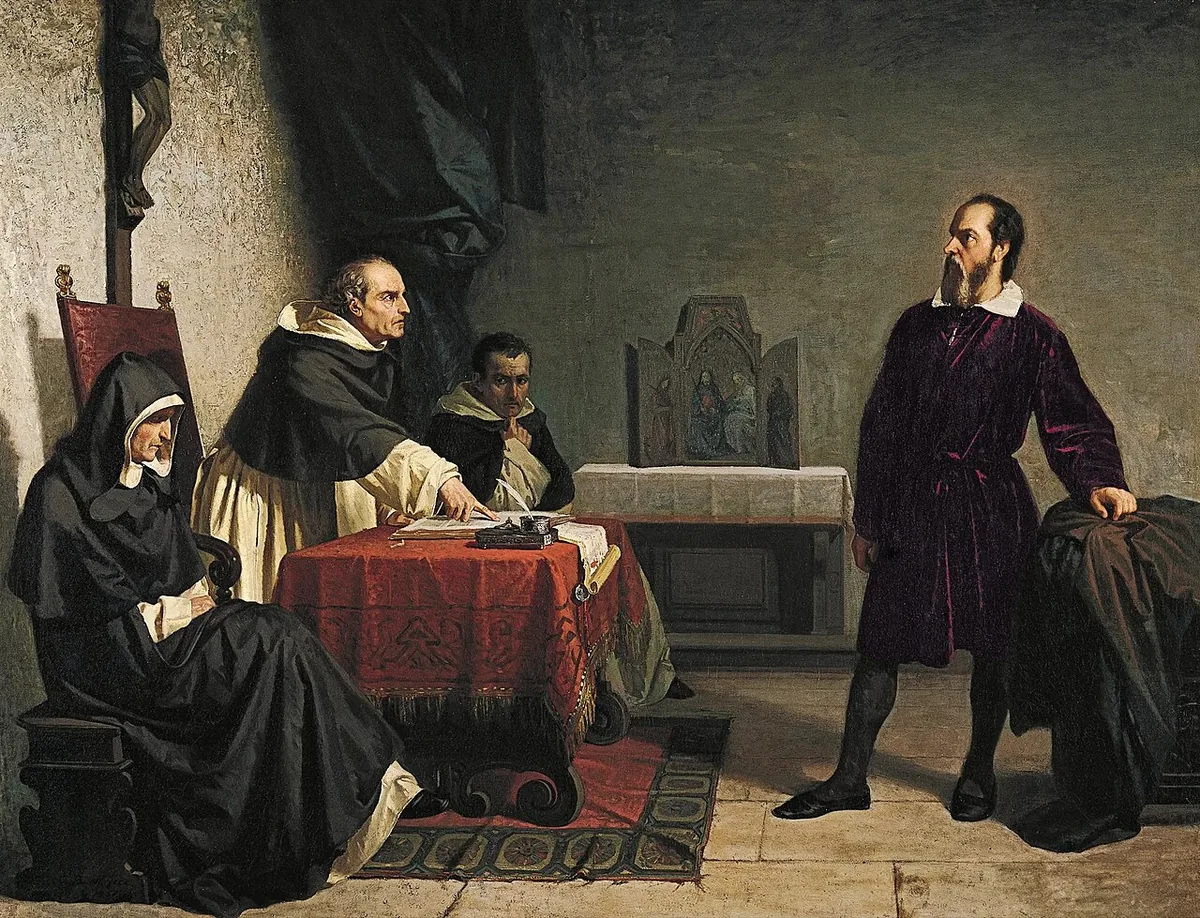 Galilée face à l'Inquisition romaine, peinture de Cristiano Banti, 1857